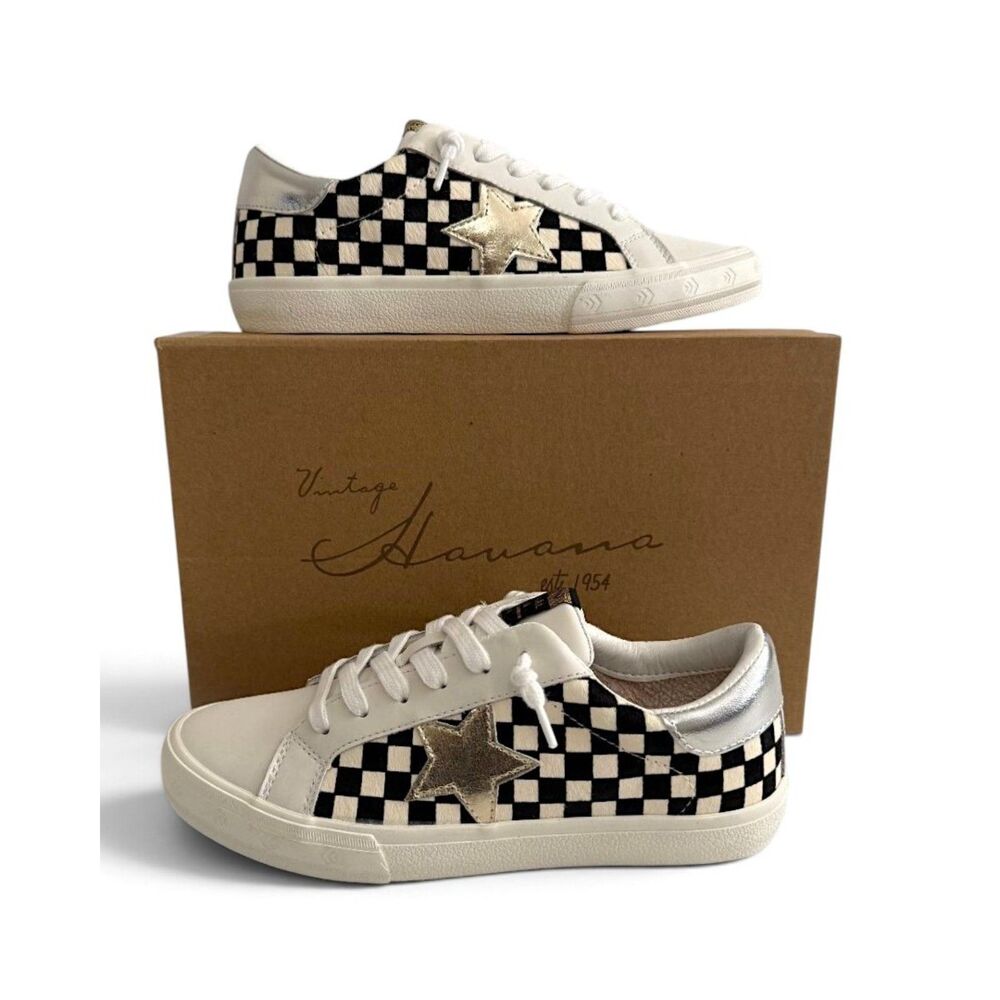 Vintage Havana MIGHTY Hounds Multi Black/White Check, NEW! Size 8